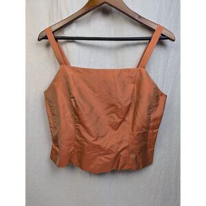 Marisa Baratelli Women's Burnt Orange Wide Strap Thai Silk Crop Bodice Top